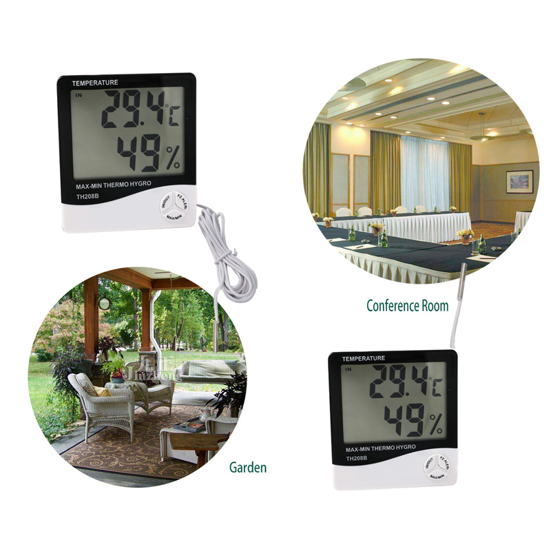 높은 정밀도 공장 가격 외부 센서와 소리 빛 경보 LCD 온도 습도계