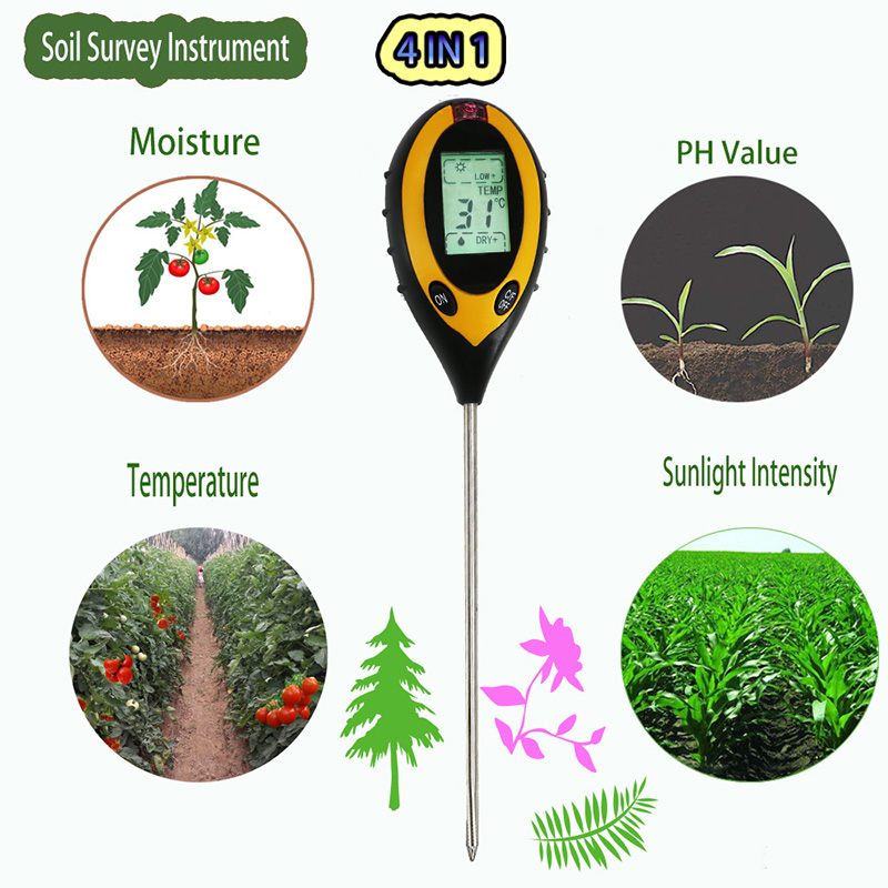 Dataloggers Soil Moisture는 고정밀 토양 PH 측정 온도계를 검사합니다.